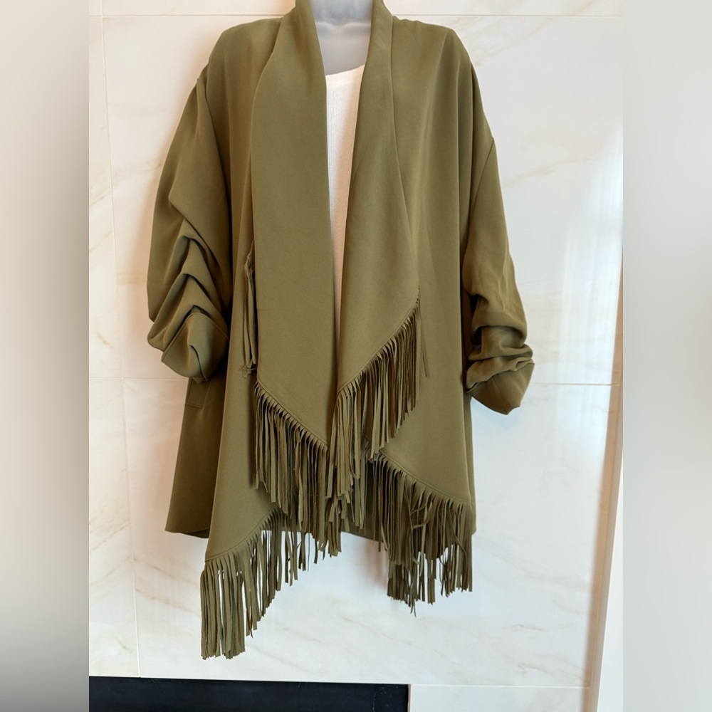 cinq à sept Draped Fringe Jacket – Size 12 – Olivia Fully Lined - Picture 7 of 10